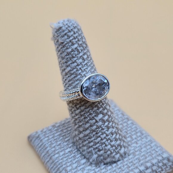 Size 7.25 Sterling Silver Quality Large Oval Cubic Zirconia Ring A4514 - Picture 3 of 9